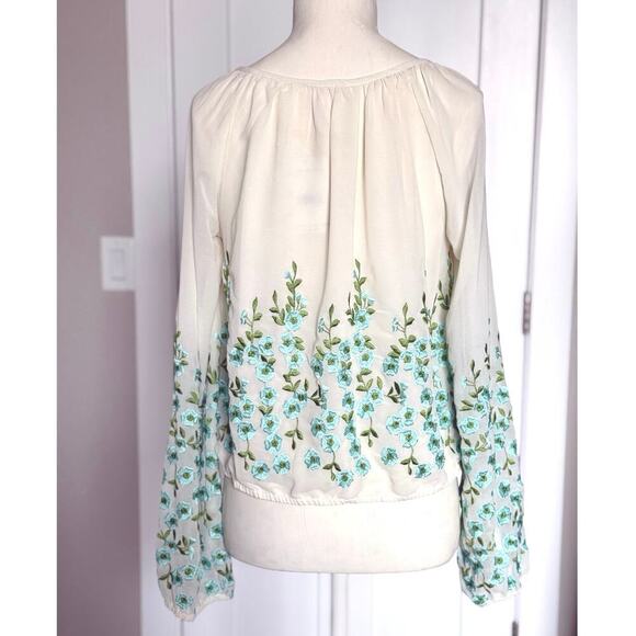 Free People Embroidered Forget Me Not Blouse Womens Medium - Picture 5 of 8